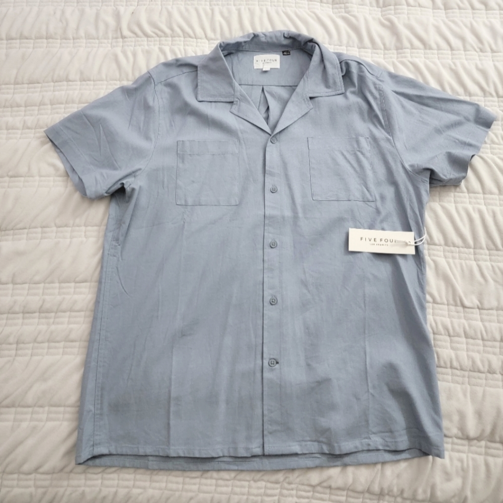 NWT Five Four Button Down Mens Large Shirt Linen Blend
